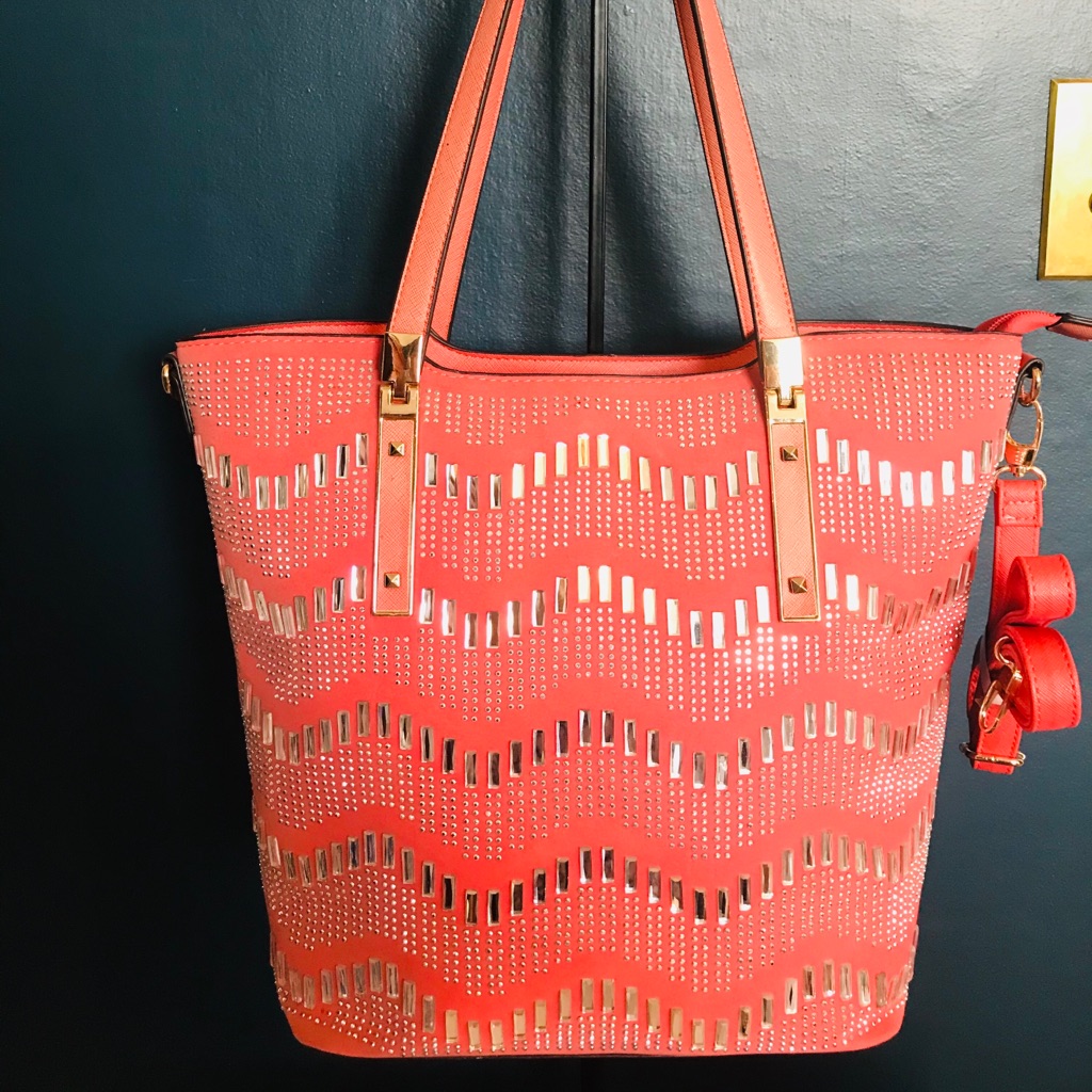 Nwt Coral Saffiano Leather Leather Tote